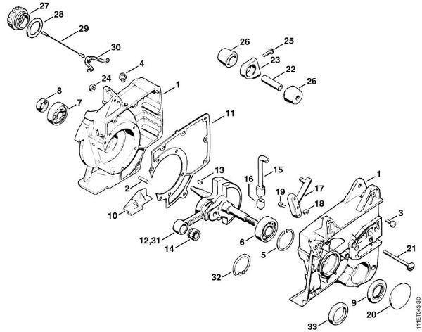 Crankcase Gasoline chain saws (MS) 051 Stihl