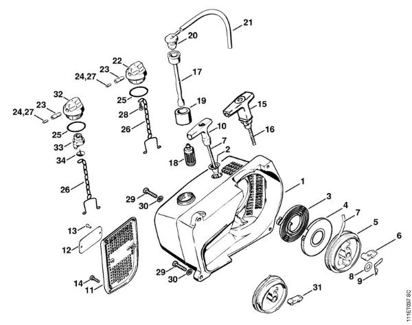 Rewind starter Gasoline chain saws (MS) 051 Stihl