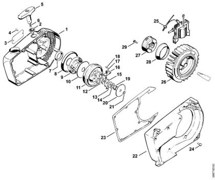 Rewind starter friction shoe    X 6 745 960 (30.80) Gasoline chain saws (MS) 051 Stihl