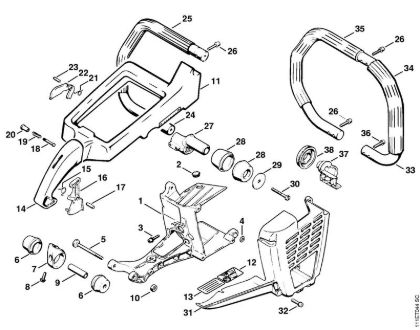 Shroud, Handle frame Gasoline chain saws (MS) 051 Stihl