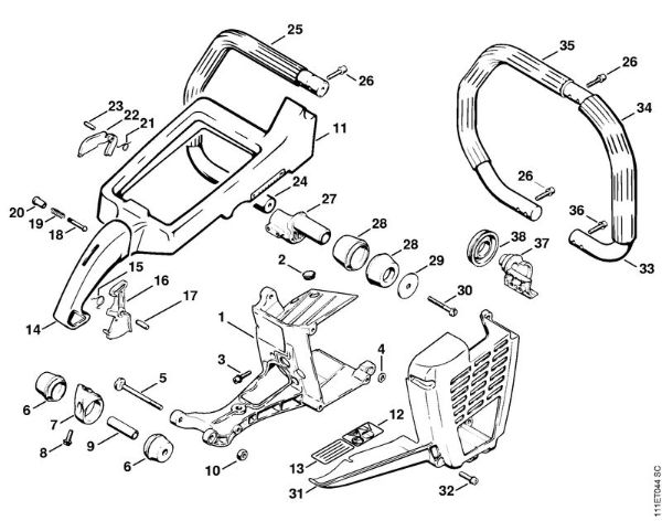Shroud, Handle frame Gasoline chain saws (MS) 051 Stihl