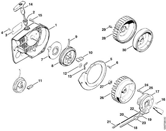 Rewind starter, Ignition system Gasoline chain saws (MS) 056 Stihl