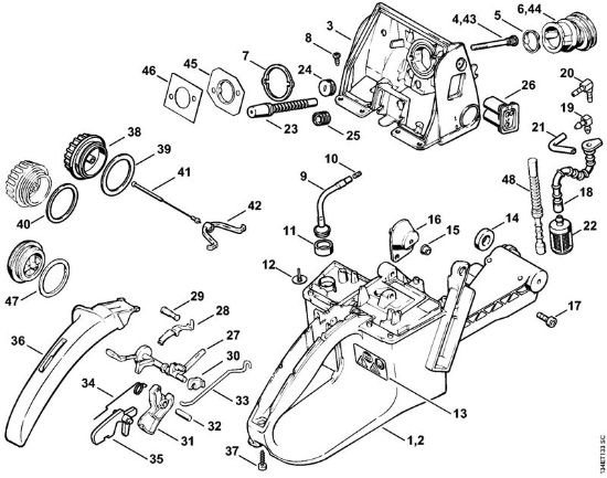 Tank housing Gasoline chain saws (MS) 064 Stihl
