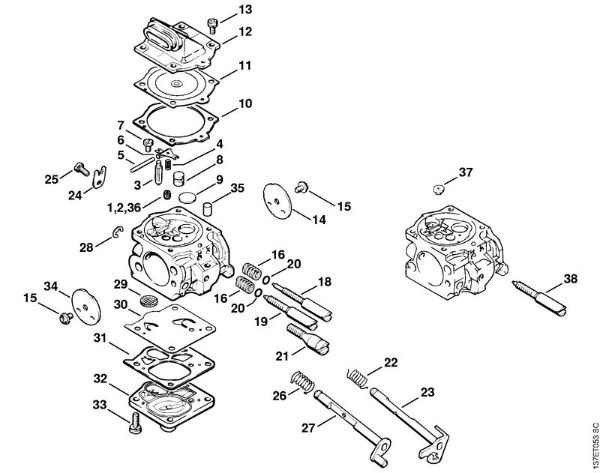 Carburetor WJ-65, WJ-67, WJ-76 Gasoline chain saws (MS) 066 Stihl