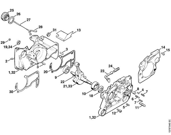 Crankcase Gasoline chain saws (MS) 066 Stihl