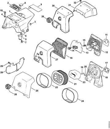 Shroud, Air filter    X 39 176 185 (01.98) Gasoline chain saws (MS) 066 Stihl