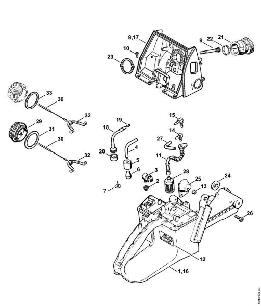 Tank housing Gasoline chain saws (MS) 066 Stihl