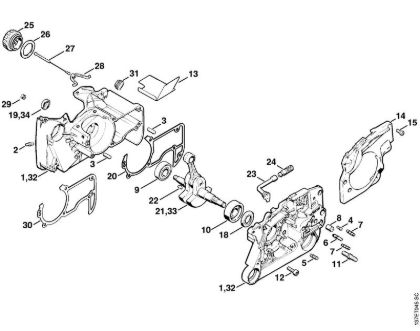 Crankcase Gasoline chain saws (MS) 066 M Stihl
