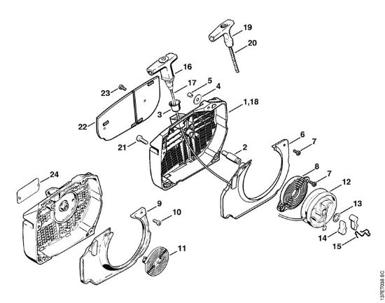 Rewind starter Gasoline chain saws (MS) 066 MR Stihl