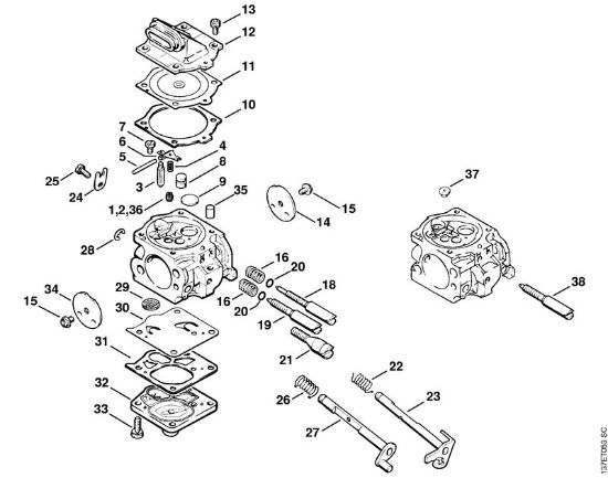 Carburetor WJ-65, WJ-67, WJ-76 Gasoline chain saws (MS) 066 W Stihl