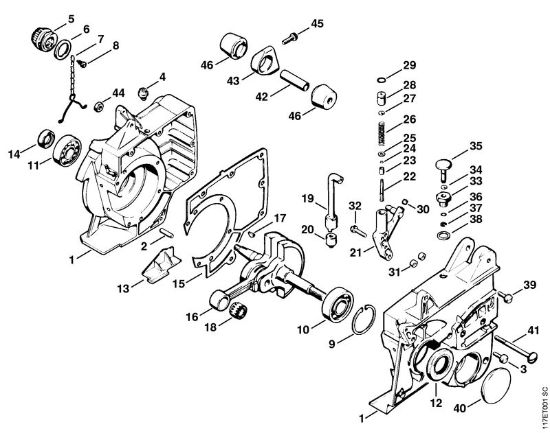 Crankcase, Crankshaft Gasoline chain saws (MS) 075 AVE Stihl