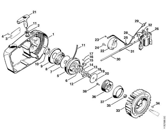 Rewind starter, Ignition system Gasoline chain saws (MS) 075 AVE Stihl