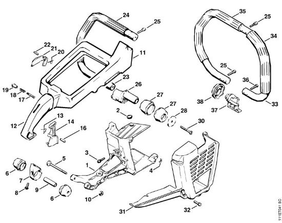 Shroud, Handle frame Gasoline chain saws (MS) 075 AVE Stihl