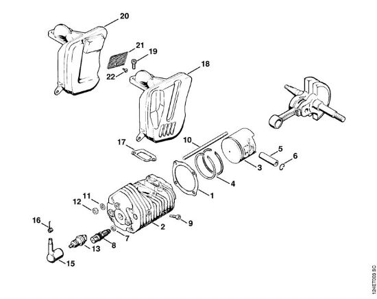 Cylinder, Muffler Gasoline chain saws (MS) 075 AVEQ Stihl