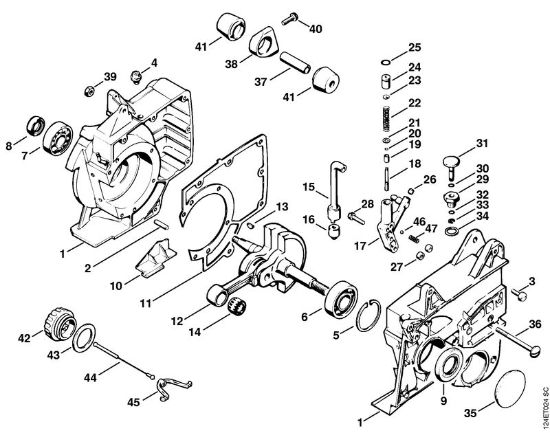 Crankcase, Crankshaft Gasoline chain saws (MS) 076 S Stihl
