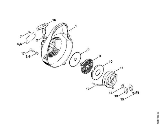 Rewind starter Gasoline chain saws (MS) 08 SE Stihl