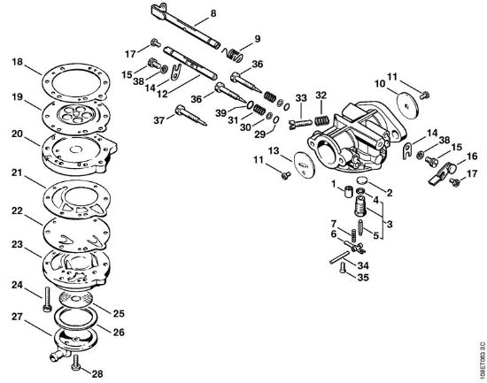 Carburetor HL-166 Gasoline chain saws (MS) 08 SEQ Stihl