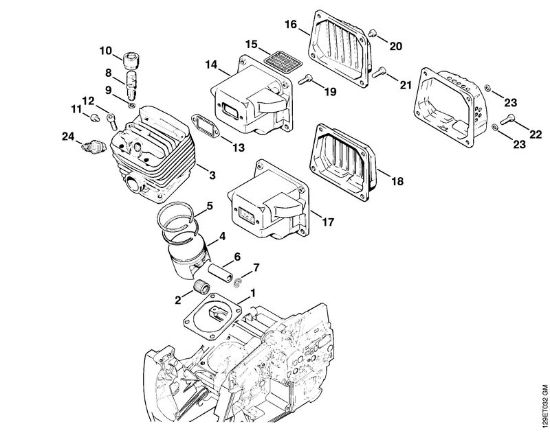 Cylinder, Muffler Gasoline chain saws (MS) 084 R Stihl