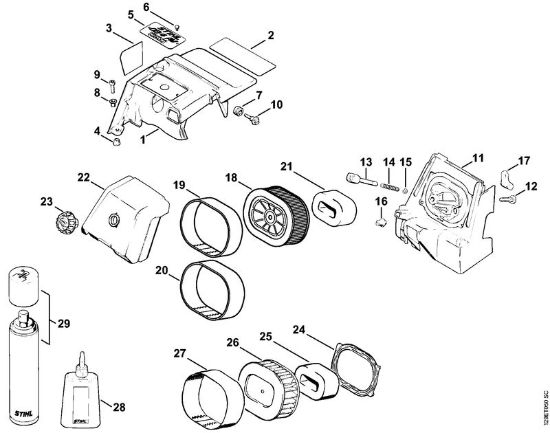 Shroud, Air filter HD Gasoline chain saws (MS) 084 W Stihl