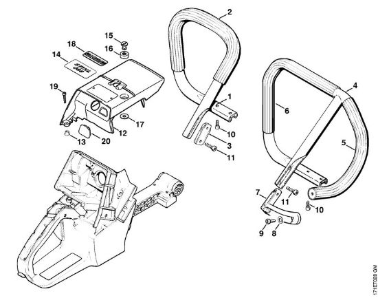 Handlebar, Shroud Gasoline chain saws (MS) 088 Stihl