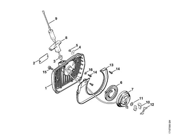 Rewind starter Gasoline chain saws (MS) 088 Stihl