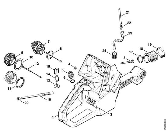 Tank housing Gasoline chain saws (MS) 088 Stihl
