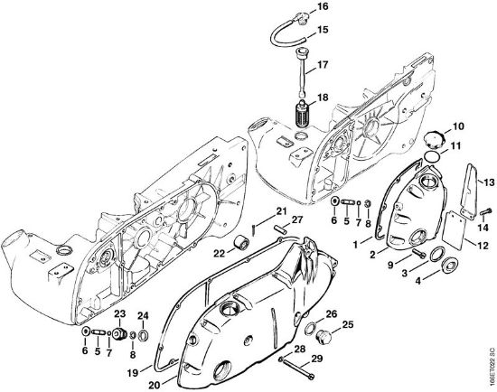 Tank cover, Gear box cover Gasoline chain saws (MS) 090 Stihl