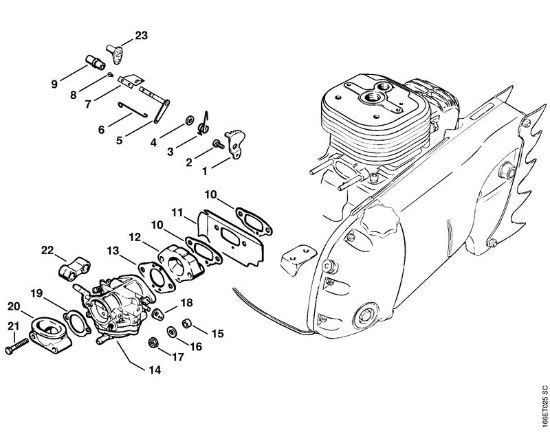 Speed governor, Carburetor Gasoline chain saws (MS) 090 AV Stihl