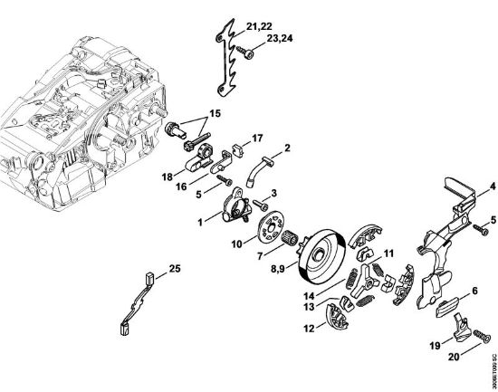 Oil pump, Clutch Gasoline chain saws (MS) MS 150 TC-E Stihl