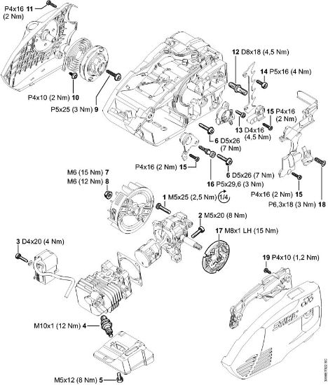 Tightening torques Gasoline chain saws (MS) MS 150 TC-E Stihl