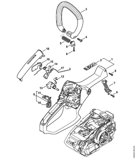 Handle housing, Handlebar Gasoline chain saws (MS) MS 151 C-E Stihl