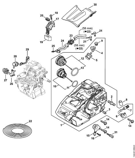 Motor housing Gasoline chain saws (MS) MS 151 C-E Stihl
