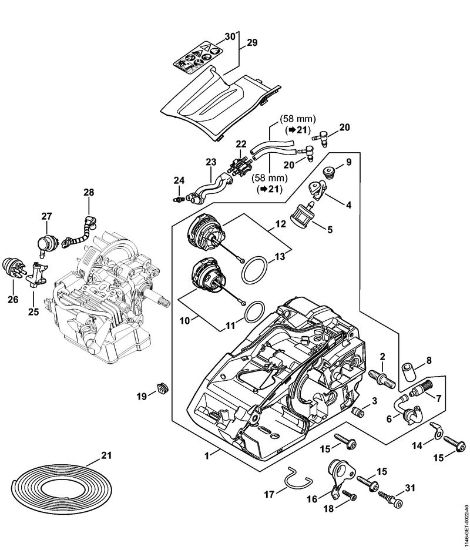 Motor housing Gasoline chain saws (MS) MS 151 TC-E Stihl