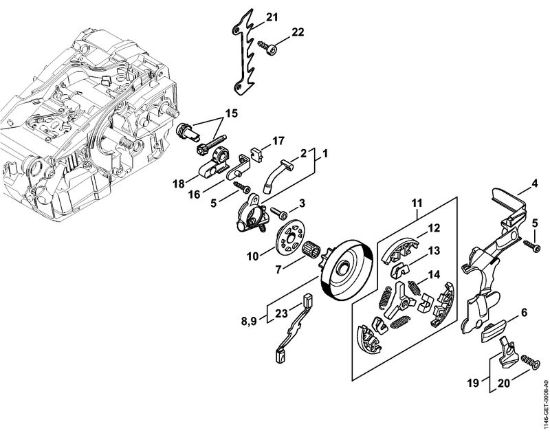 Oil pump, Clutch Gasoline chain saws (MS) MS 151 TC-E Stihl