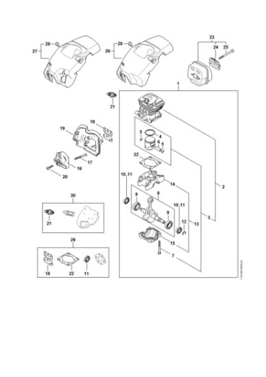 Picture of Crankcase, Cylinder, Muffler, Shroud MS 162