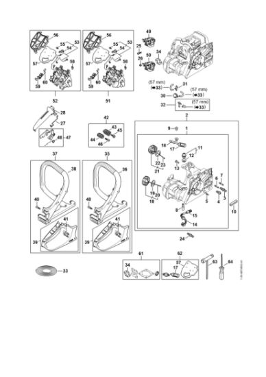Picture of Engine housing, Air filter, AV system, Handlebar MS 162 C-BE