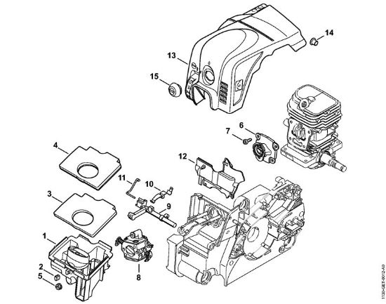 Air filter, Shroud 2-MIX Gasoline chain saws (MS) MS 170 2-MIX Stihl