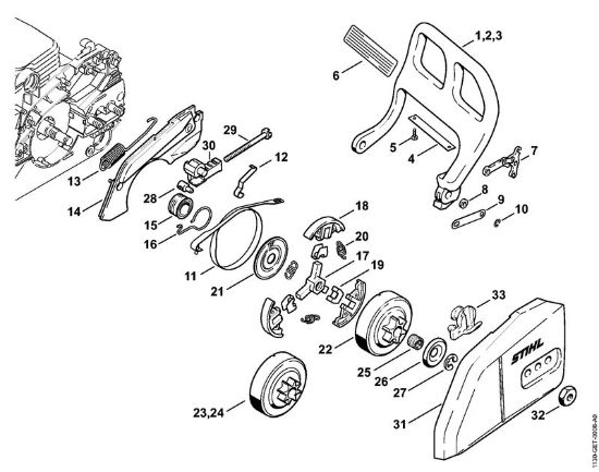 Hand guard, Chain brake Gasoline chain saws (MS) MS 170 2-MIX Stihl