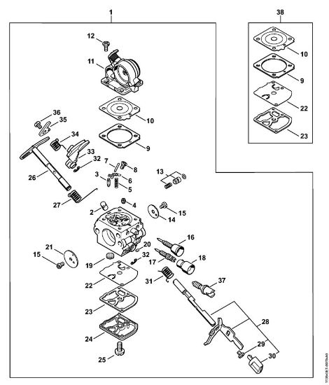 Carburetor C1Q-S217 Gasoline chain saws (MS) MS 171 Stihl