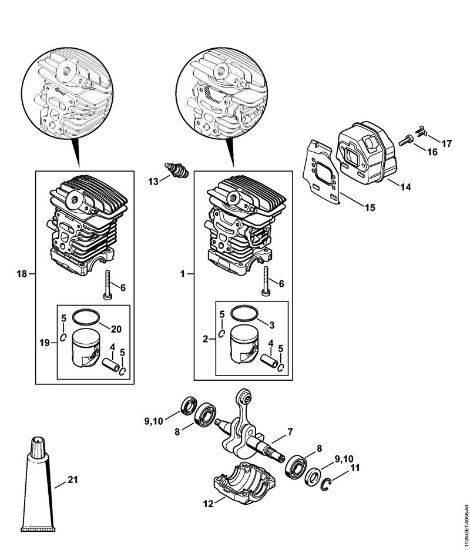 Cylinder, Muffler Gasoline chain saws (MS) MS 171 Stihl