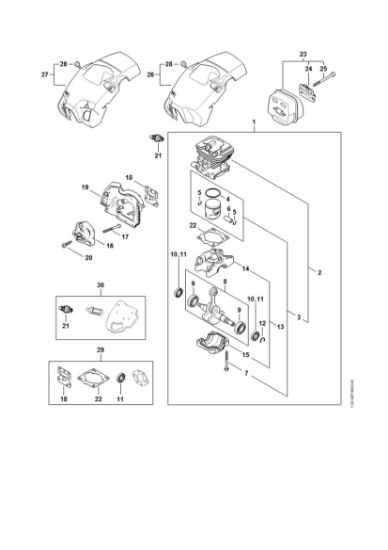 Picture of Crankcase, Cylinder, Muffler, Shroud MS 172