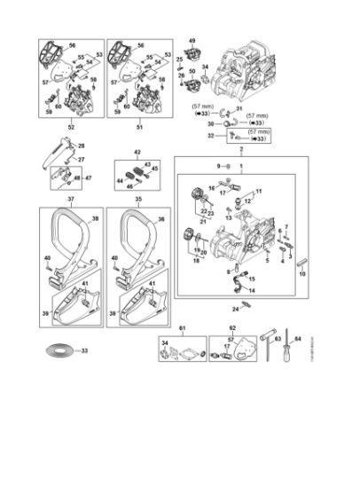 Picture of Engine housing, Air filter, AV system, Handlebar MS 172
