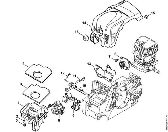 Air filter, Shroud 2-MIX Gasoline chain saws (MS) MS 180 2-MIX Stihl