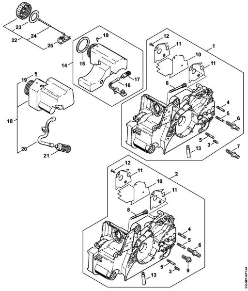 Motor housing Gasoline chain saws (MS) MS 180 C-B D Stihl