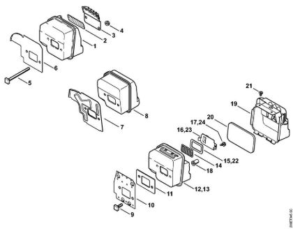 Muffler Gasoline chain saws (MS) MS 180 C-B D Stihl