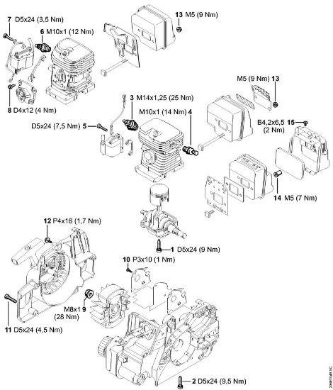 Tightening torques Gasoline chain saws (MS) MS 180 C-BE 2-MIX Stihl