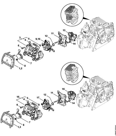 Air filter, Manifold MS 181 Gasoline chain saws (MS) MS 181 Stihl