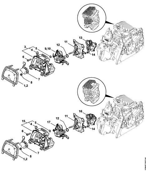 Air filter, Manifold MS 181 C Gasoline chain saws (MS) MS 181 C-BE Stihl