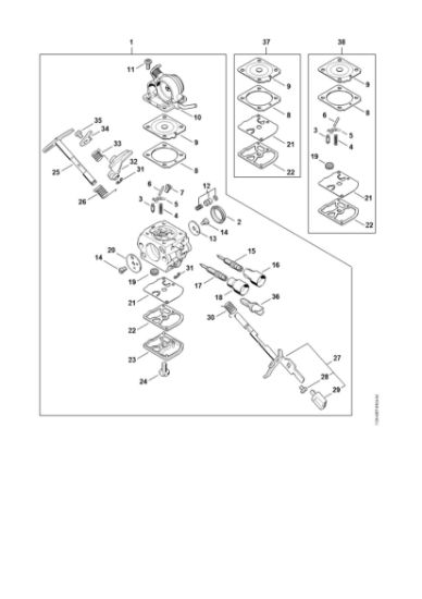 Picture of Carburetor 1139/25 MS 181 C-BE