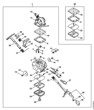 Carburetor C1Q-S122 MS 181 C (02.2011) Gasoline chain saws (MS) MS 181 C-BE Stihl
